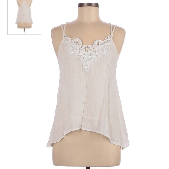 Caution To The Wind White Floral Lace Double Strap Tank Top Boho Bohemian M EUC - Picture 1 of 7